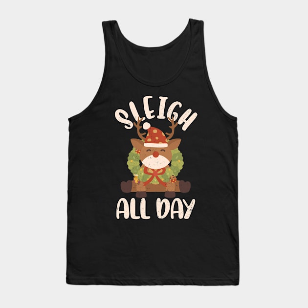 Sleigh All Day Santa Reindeer Christmas Retro Tank Top by alcoshirts